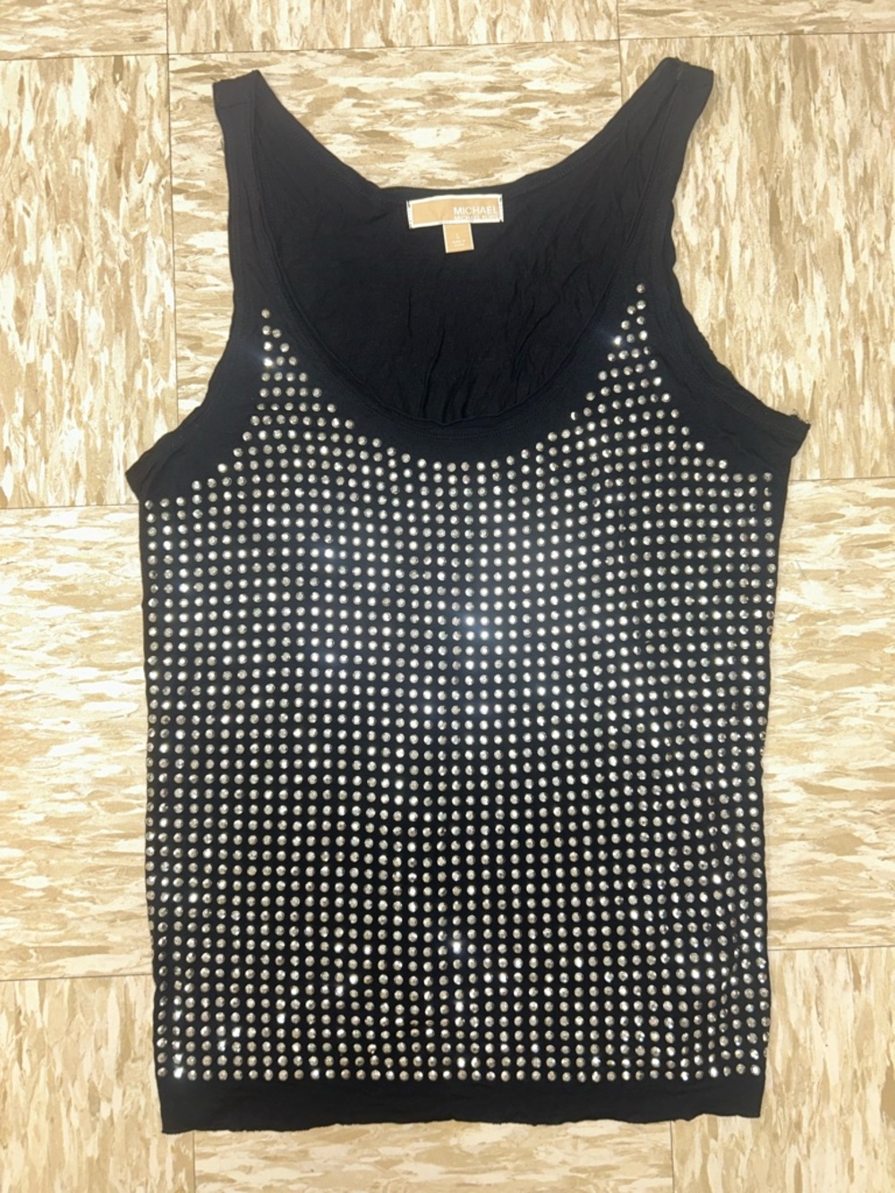 EUC MICHAEL Michael Kors Black Tank with Silver Stud Embellishment
